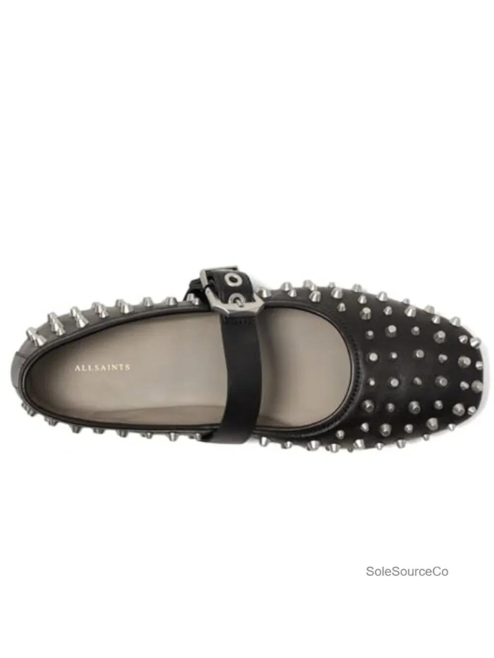 Leather Studded Ballet Flat Sneaker Hybrid with Buckle